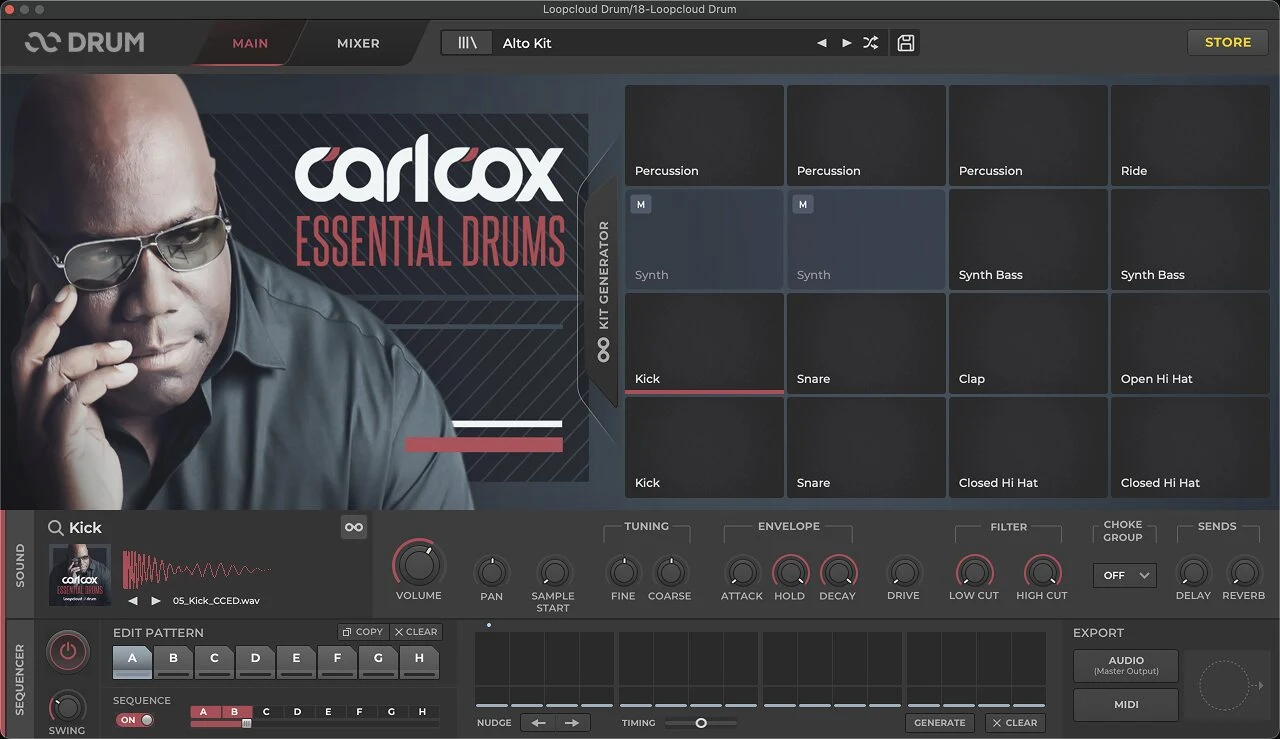 Loopcloud DRUM official plugin interface